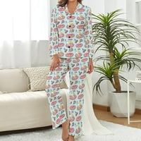 Mačka i krofna ženska pidžama set padžama dolje za spavanje PJ set Loungewear Noćno odijelo sa džepom