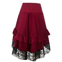 Ženska gotička čipka za patchwork patchwork haljina suknja crvena m