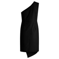 Cotonie Fashion Women Casual Solid One rame bez rukava seksi nepravilna haljina