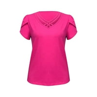 Ženski ljetni vrhovi V izrez kratki rukav Ties Solid Colore Laise Basic Bluse Casual majice