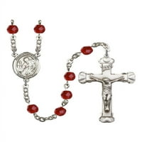 St. Alphonssus srebrna krunica srpnja crvena vatra polirana perle Crucifi Veličina medaljine šarm