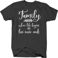 Porodica u kojoj život počinje i ljubav nikad ne završava majicu za muškarce 2xl tamno siva