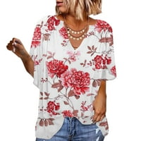 Žene Ljeto V izrez Bell rukava Bluza Ležerna majica s labavim pločicama Topy Tunic Top Novodnevna majica