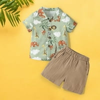 Toddler Baby Boys Gentleman Cartoon životinjski tišinski majica + kratke hlače Outfits dječja odjeća