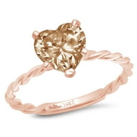 2.0ct srčani šampanjac simulirani dijamant 18K 18K ruža Gold Gold Anniverment prsten veličine 4,25