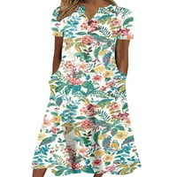 Kapreze Žene duge haljine V izrez Maxi haljine kratki rukav Ljeto na plaži Sundress casual cvjetni print