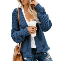 Ženski prednji otvoreni pleten mekani džemper Čvrsta boja dugih rukava labavi casual kardigan