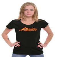 Poison Rock Roll Classic Flames 1980S ženska sitna majica V-izrez Brisco brendovi m