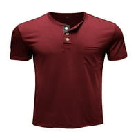 Grianlook muns t majice spuštaju ljetne vrhove Henley vrat majica za rad bluza Moda Basic Tee Claret