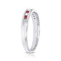 Zaručnički prsten 0. Karat Round Cut Prirodni dijamant i simulirana rubina u 18K bijeloj pozlaćenoj