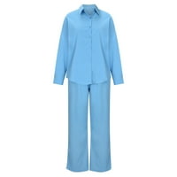 Bluze za žensko odijevanje ležerne ženske proljeće i V-izrez Solid boja temperament labave boje dugih