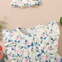 Adviicd Ljetne haljine Dječje veličine Dječje djece Dječje djevojke leteće rukave cvjetne čipke za romaju