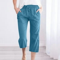Ženske posteljine za ljetne vučne žličice pamučne hlače elastične struk sa džepom tamno plavi xxxxxl
