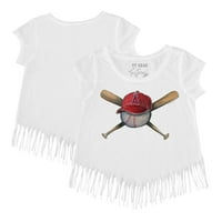 Djevojke Toddler Tiny Turpap bijeli Los Angeles Angels Hat Crossbats Fringe Majica