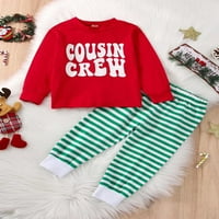 Bagilaanoe Toddler Baby Girl Božićne odjeće Pismo Ispis dugih rukava Tors + Stripe pantalone 3T 4T 5T