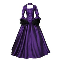 Absuyy svečane haljine za žene kvadratne ovratnike Vintage dugih rukava retro gotičke haljine plave