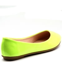 Žene Modni okrugli nožni nožni u boji sjajne patentne kožne stanovi cipele Neon Green