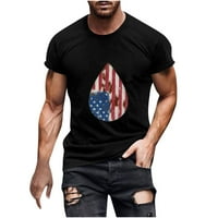 Dan nezavisnosti za majicu Muške američke zastave Summer casual kratkih rukava posada za bluzu za izrez mišića Atletika Tee crna l