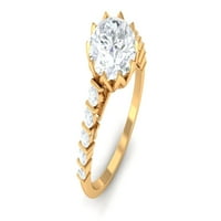 Zaručni prsten moissineite solitaire sa bočnim kamenjem - 2. CT, 14k žuto zlato, SAD 9.00
