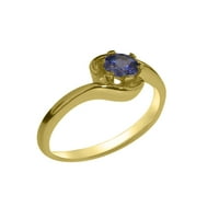 Britanci izrađeni 18k žuto zlatni tanzanit prsten za angažman ženske žene - Opcije veličine - Veličina