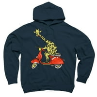 Žirafa na moped mornaričkom plavom grafičkom pulover Hooderu - dizajn od strane ljudi s