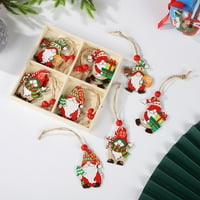 Zruodwans Resio otporan na viseći ukras set božićnih drvenih visećih ukrasa Boxided bezličan gnome šareni