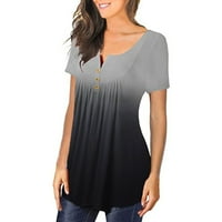 Puntoco Plus size Ženske majice kratki rukav gradijentne majice za ramenu na ramenima Bluze sive