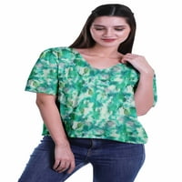 Moomaya tiskani casual top for womens V-izrez ljeto TOP majica s kratkim rukavima