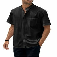 Paille muškarci vrhovi gumb dole majica rever vrat Ljetne košulje Retro dnevna haljina bluza crna xl