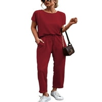 Avamo Žene Ležerne prilike Dvije pidžame postavljene kratkim rukavima s dugim hlačama Spavaća odjeća
