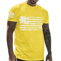 Eality Mens bluza Majica Labavi dan Nezavisnosti Košulje Casual Plit Tops Yellow XL
