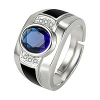 Keusn Diamond Modni plavi plavi prsten otvor za otvaranje prstena za muškarce