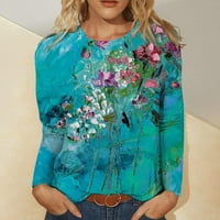 Ženska jesenska prodaja odjeće za čišćenje dugih rukava košulja Crewneck cvjetni print Fit Fall Tunic
