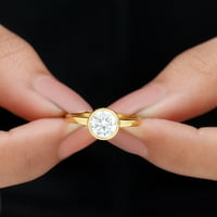 1. CT Bezel set Moissine Simple Solitaire prsten, 14k žuto zlato, SAD 12,00