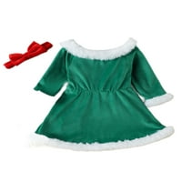 Avamo Toddler A-line s dugim rukavima dva odjeća plišana bowknot Party Trave Haljina Xmas Princess Haljine