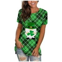 St Patrick's Tri Gnomes Shamrock majica Žene Irca Lucky Clover kratki rukav Tee bluza Labavi ležerni