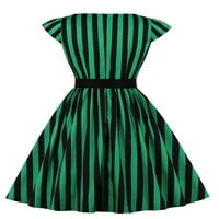 Eleluny Women Vintage 50S 60S prugasti midi haljina koktel party hepburn haljina zelena xl