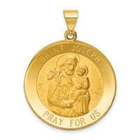 14k žuti zlatni šarm privjesak polirani i saten u sv. Joseph medalja