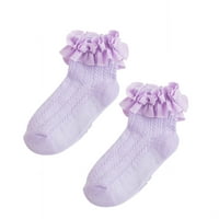 Arvbitana Toddler Baby Girls Solian Boja Čarape Elastični ruffles TRIM Srednja cijev Dječja djeca slatke