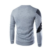 Hanas muške casual slim dugih rukava majica Fit košulja O-izrez Patchwork Top Bluze Grey XL