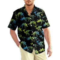 Fraigo muške havajske majice na kratkim rukavima Dinosaur Print Tropical casual gumb dolje Aloha košulje