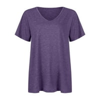 Ženske vrhove Ženska bluza s kratkim rukavima Ležerne košulje u boji V-izrez Ljeto ljubičasto m