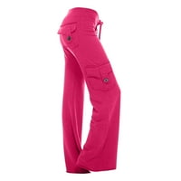 Teretne pantalone za žensko čišćenje ispod 20 dolara, labav džep dugmeta joga radne teretane Hlače Nova
