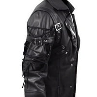Iopqo Ležerne jakne za muškarce Muškarci Vintage kožna jakna Bikar motocikl patentni zatvarač dugih rukava Top bluze crna + xxl