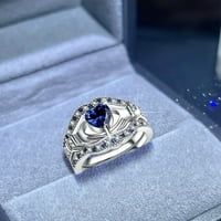 Prstenovi poklopac nakita Pokloni plavi tri sloja Držanje prstena za uključivanje srca za žene muškarci