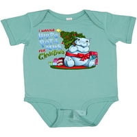 Inktastic Želim hipopotamus za Božić - sladak hippo poklon baby boy ili baby girl bodysuit