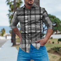 Muška novost majica majice muške modne casual prugaste boje blok u boji rever gumb dugih rukava majica