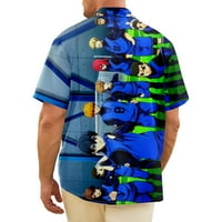 Plava egzorcista anime košulja casual gumb prema dolje havajske košulje prozračno brzo sušenje top160