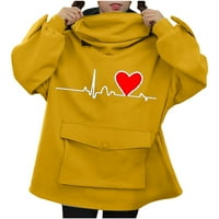 Bluze za žene Ženske šivanje tri džepa Slatka dizajna pulover DuksetHirtŽenski T-majice Žuta + SAD: