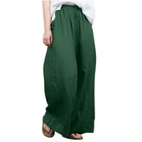 Ženske hlače Dressy Casual Loose široke pantalone za noge sposobne pamučne pantalone zelene m